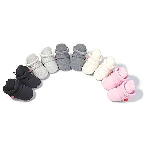 Babelvit Newborn Baby Boy Girl Soft Fleece Booties Stay On Infant Slippers Socks Shoe Non Skid Gripper Toddler First Walkers Winter Ankle Crib Shoes - 2