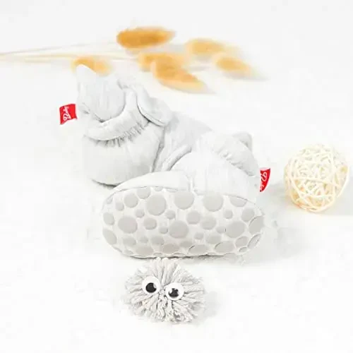 Babelvit Newborn Baby Boy Girl Soft Fleece Booties Stay On Infant Slippers Socks Shoe Non Skid Gripper Toddler First Walkers Winter Ankle Crib Shoes - 4