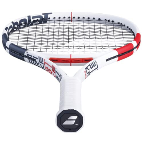 Babolat Pure Strike 18/20 Tennis Raketi (3-chi Avlod) - 16g Oq Babolat Syn Gut bilan O'rta Zo'riqishda To'qilgan - 3