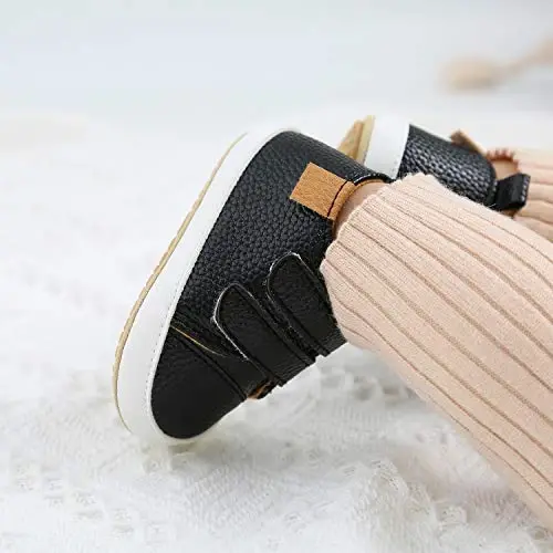 BABSMULY Baby Boys Girls Poyafzallari Sirpanmaydigan Rezina Taglik Yuqori Top PU Teri Krossovkalar Chaqaloq Birinchi Yurish Poyafzallari Go'dak Beshik Poyafzallari Yangi Tug'ilgan Chaqaqlar Loferlari Flats. - 4
