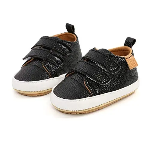 BABSMULY Baby Boys Girls Poyafzallari Sirpanmaydigan Rezina Taglik Yuqori Top PU Teri Krossovkalar Chaqaloq Birinchi Yurish Poyafzallari Go'dak Beshik Poyafzallari Yangi Tug'ilgan Chaqaqlar Loferlari Flats. - 6