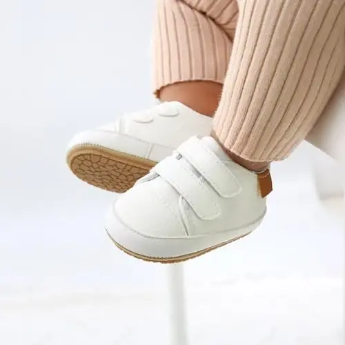 BABSMULY Baby Boys Girls Shoes Non-Slip Rezina Taglik Yuqori PU Teri Krossovkalar Chaqaloq Birinchi Yurish Poyafzallari Go'dak Beshik Poyafzallari Yangi Tug'ilgan Loferlar Baletkalar. - 3