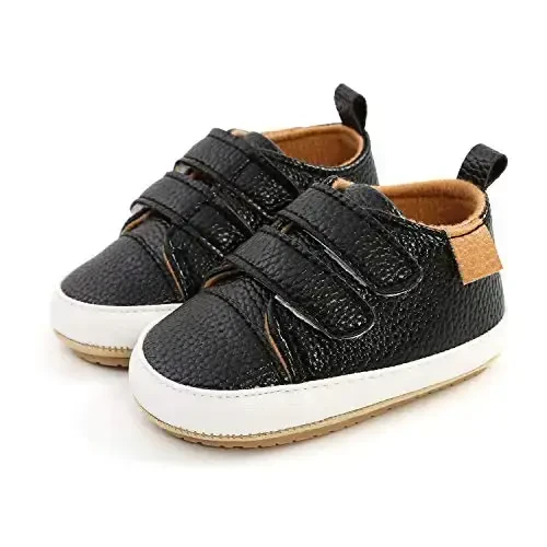 BABSMULY Baby Boys Girls Shoes Non-Slip Rubber Sole High-Top PU Leather Sneakers Infant First Walking Shoes Toddler Crib Shoes Newborn Loafers Flats. - 5