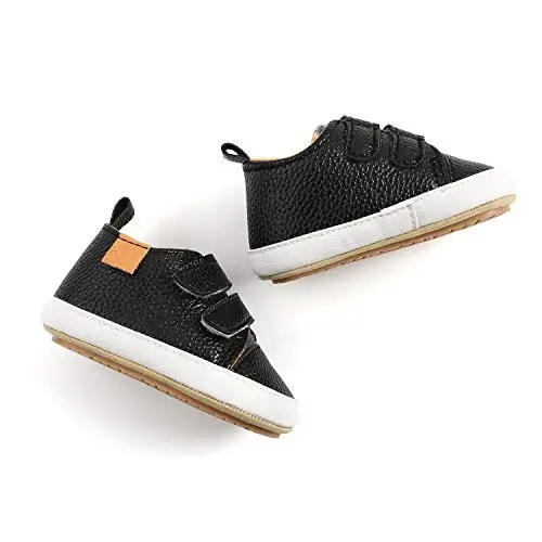 BABSMULY Baby Boys Girls Shoes Non-Slip Rubber Sole High-Top PU Leather Sneakers Infant First Walking Shoes Toddler Crib Shoes Newborn Loafers Flats. - 7