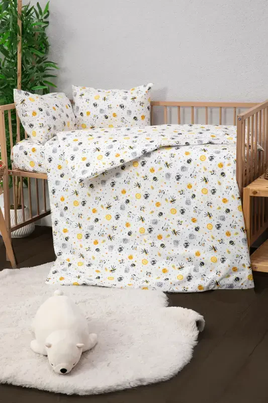 Baby %100 Cotton Astronaut Baby Duvet Cover Set - Anthracite-Anthracite - 1