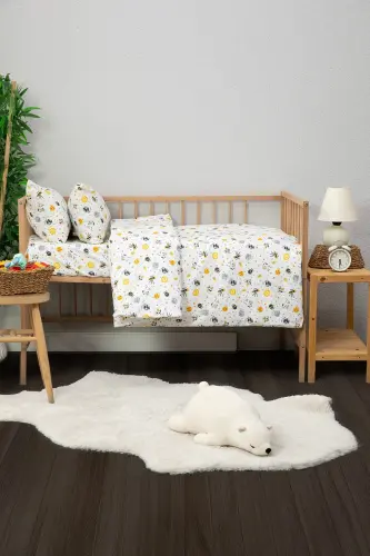 Baby %100 Cotton Astronaut Baby Duvet Cover Set - Anthracite-Anthracite - 4