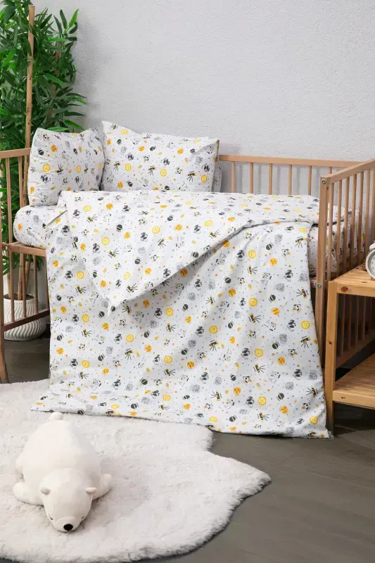 Baby %100 Cotton Astronaut Baby Duvet Cover Set - Gray-Gray - 1