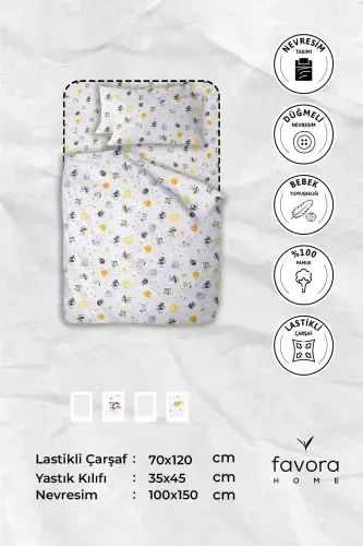 Baby %100 Cotton Astronaut Baby Duvet Cover Set - Gray-Gray - 8