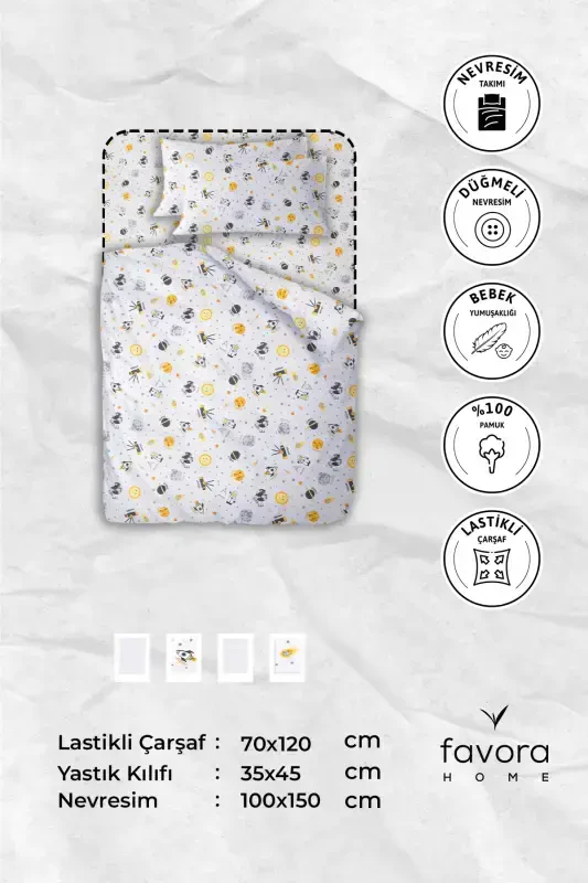 Baby %100 Cotton Astronaut Baby Duvet Cover Set - Gray-Gray - 8