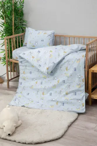 Baby 100% Cotton Dream Sweet Baby Duvet Cover Set - Blue-Blue - 1