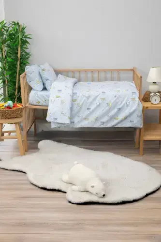 Baby 100% Cotton Dream Sweet Baby Duvet Cover Set - Blue-Blue - 4