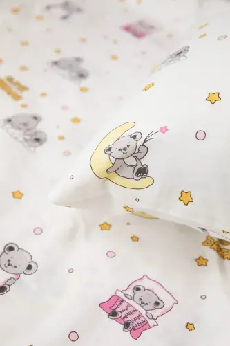 Baby %100 Cotton Dream Sweet Baby Duvet Cover Set - Pink-Pink - 3
