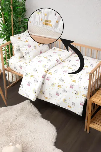 Baby %100 Cotton Dream Sweet Baby Duvet Cover Set - Pink-Pink - 5