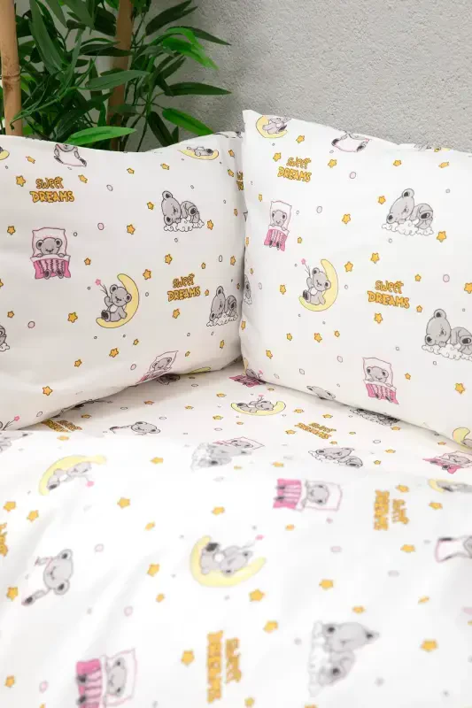 Baby %100 Cotton Dream Sweet Baby Duvet Cover Set - Pink-Pink - 7