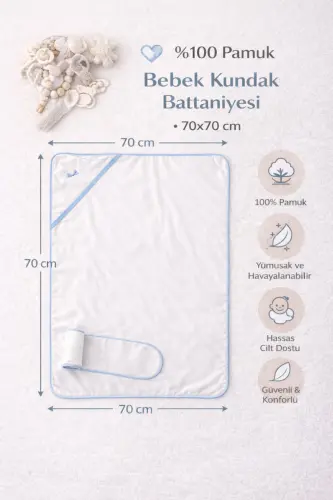 Baby 100% Cotton Swaddle with Belt 70*70 cm - 3
