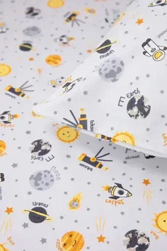 Baby %100 Pamuk Astronot Bebek Nevresim Takımı - Gri-Gri - 3