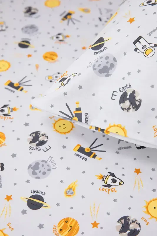 Baby %100 Pamuk Astronot Bebek Nevresim Takımı - Gri-Gri - 3