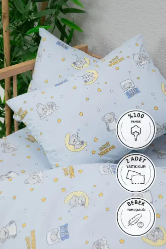 Baby %100 Pamuk Dream Sweet Bebek Nevresim Takımı - Mavi - Mavi - FAVORA (1)