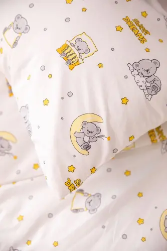 Baby %100 Pamuk Dream Sweet Bebek Nevresim Takımı - Sarı - Sarı - 4