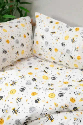 Baby %100 Paxta Astronavt Chaqaloq Nevresim To'plami - Antratsit-Antratsit - 7