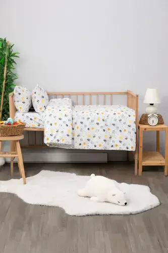 Baby %100 Paxta Astronavt Chaqaloq Nevresim To'plami - Kulrang-Kulrang - 4