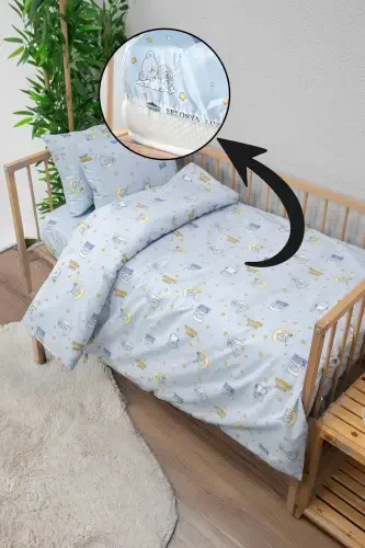 Baby 100% хлопок Dream Sweet Детский комплект постельного белья - Синий-Синий - 5