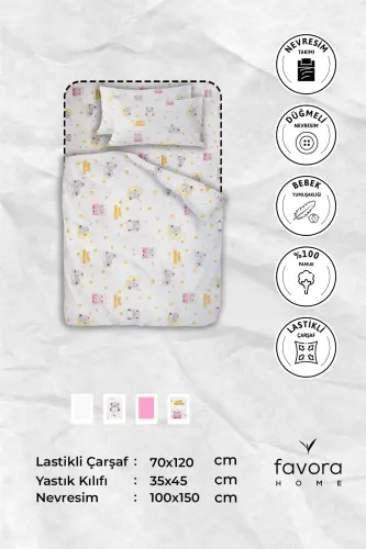 Baby 100% Хлопок Dream Sweet Детский Постельный Комплект - Розовый-Розовый - 8