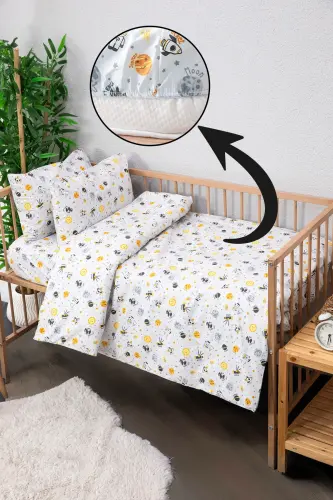 Baby %100 хлопок Космонавт Детский Постельный Комплект - Серо-Серый - 5