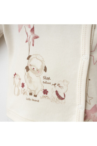 Baby 3 Piece Set 100% Cotton Lamb Print Pants and Hat Set - 3