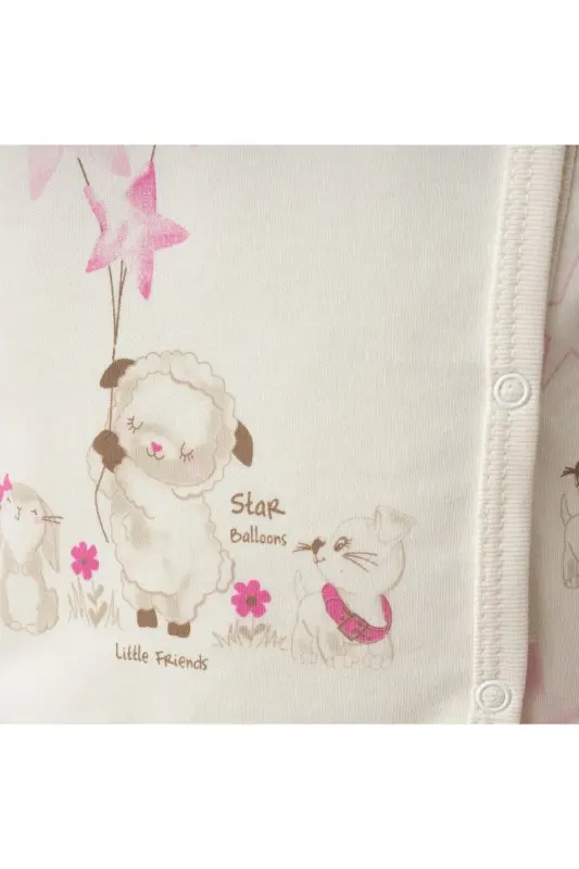 Baby 3-Piece Set 100% Cotton Lamb Print Pants and Hat Set-PINK - 3