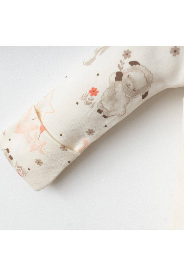 Baby 3 Piece Set 100% Cotton Lamb Printed Pants and Hat Set - 2