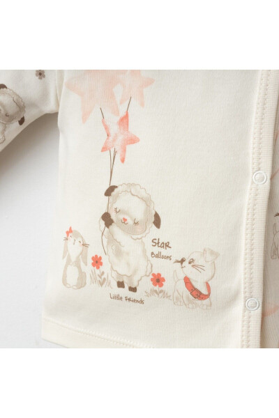 Baby 3 Piece Set 100% Cotton Lamb Printed Pants and Hat Set - 3