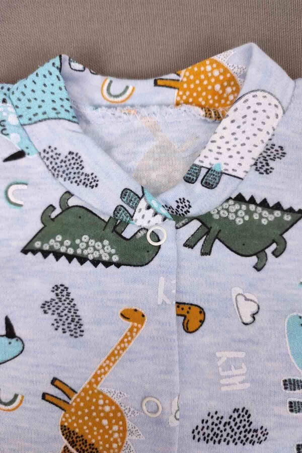 Baby 5 Buy 4 Pay Newborn Boy Baby Cotton Slim Fit Roar Dino Zippered Jumpsuit 14771 - 3