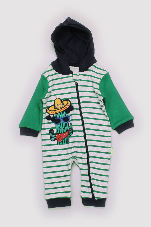 Baby 5 Buy 4 Pay Newborn Seasonal Hooded Zippered Cotton Turtleneck Cactus Printed Jumpsuit 13688 - 6