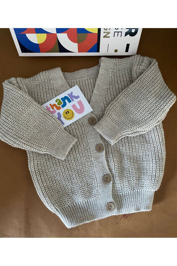 Baby and Child Selanik Knit Cardigan - Stone Color - 7