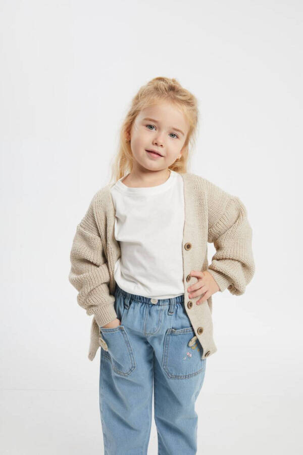 Baby and Child Selanik Knit Cardigan - Stone Color - 4