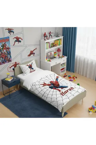 Baby and Kids Room Web and Spiderman Patterned Bedding Set - 3