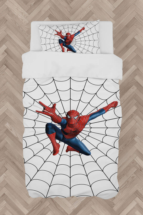 Baby and Kids Room Web and Spiderman Patterned Bedding Set - 1