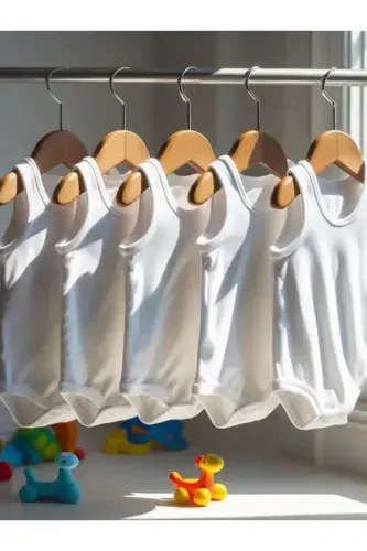 Baby Basic Cotton Onesie 5-Piece Set Crew Neck Tank Bodysuit - 1