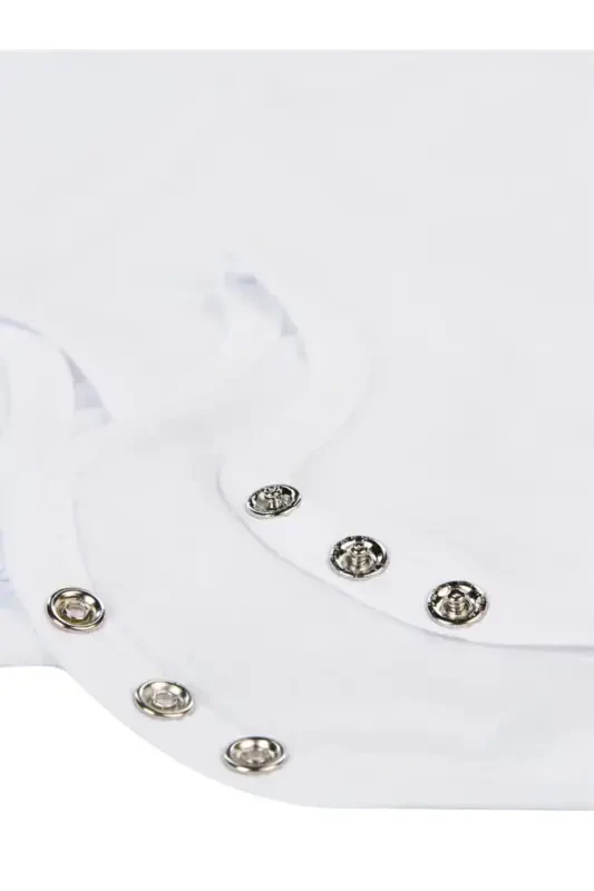 Baby Basic Ribana Velosiped bo‘yinli 5 ta tugmali bodi 3-9 oy oq - KUJJU