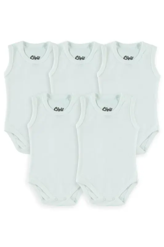 Baby Basic Ribbed Crew Neck 5-Pack Snap Bodysuit 3-9 Months White - 11