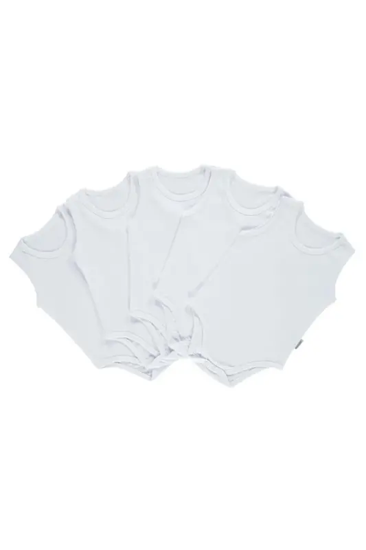 Baby Basic Ribbed Crew Neck 5-Pack Snap Bodysuit 3-9 Months White - 14