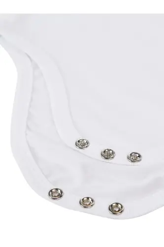 Baby Basic Ribbed Crew Neck 5-Pack Snap Bodysuit 3-9 Months White - KUJJU (1)