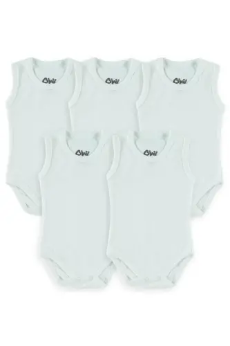 Baby Basic Ribbed Crew Neck 5-Pack Snap Bodysuit 3-9 Months White - 5