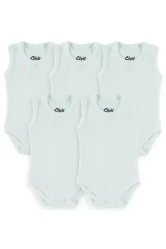 Baby Basic Ribbed Crew Neck 5-Pack Snap Bodysuit 3-9 Months White - 3