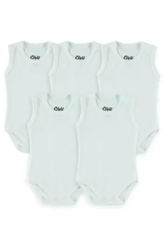 Baby Basic Ribbed Crew Neck 5-Pack Snap Bodysuit 3-9 Months White - 3