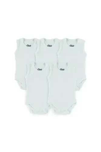 Baby Basic Ribbed Crew Neck 5-Pack Snap Bodysuit 3-9 Months White - 5