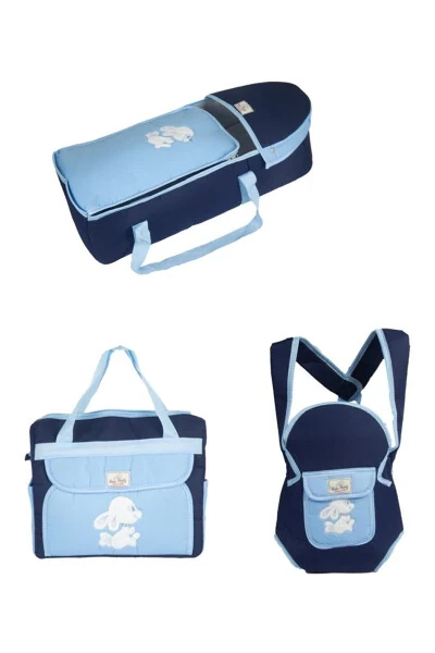 Baby Bassinet and Carrier Set 5 Pieces Bassinet Carrycot Diaper Bag Kangaroo Changing Pad Set - 2