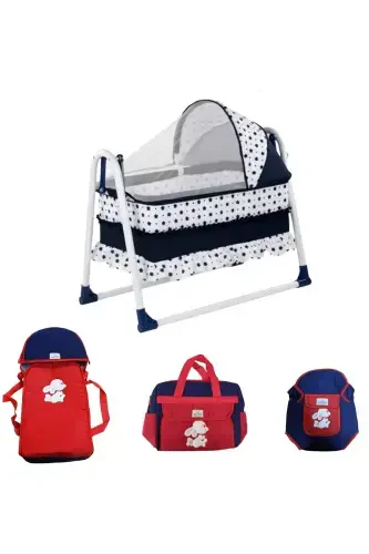 Baby Bassinet and Carrier Set Rocking Cradle Bassinet Carrycot Diaper Bag Kangaroo-Navy Blue - 1