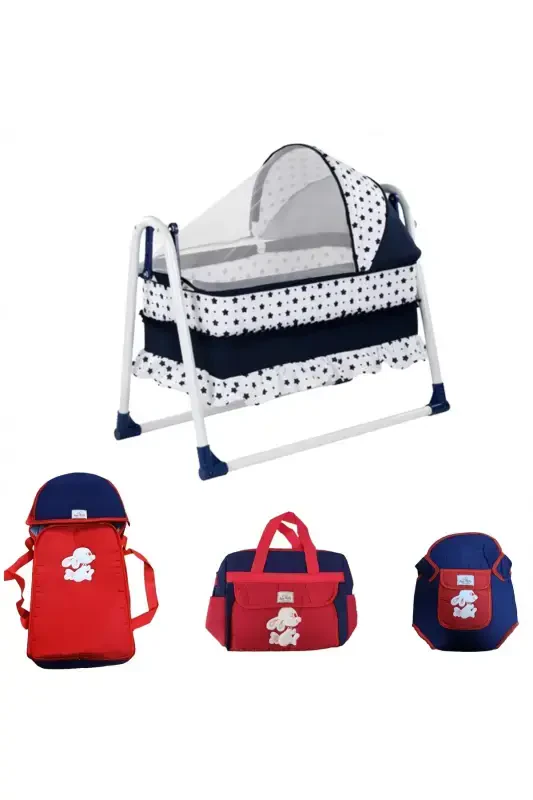 Baby Bassinet and Carrier Set Rocking Cradle Bassinet Carrycot Diaper Bag Kangaroo-Navy Blue - MAGNAKİDS